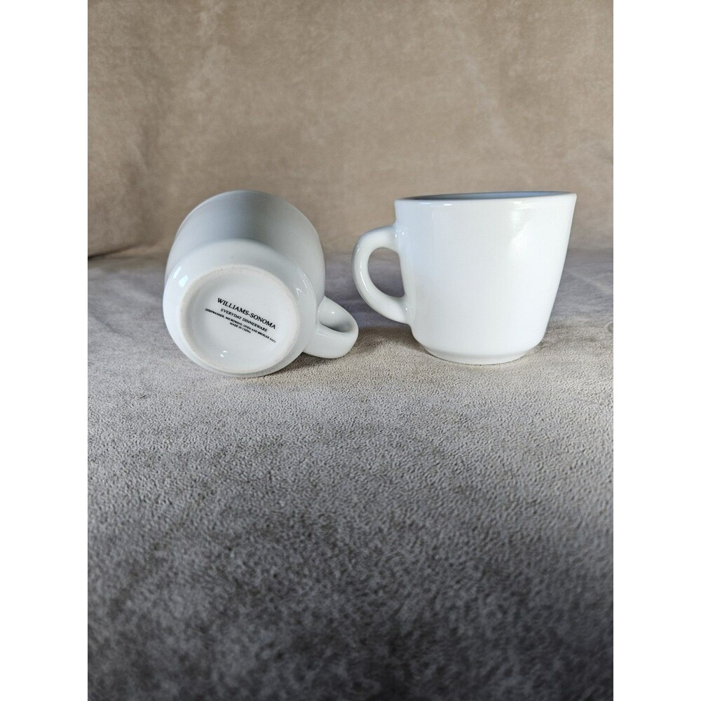 Williams Sonoma Everyday Dinnerware Coffee Mug White Porcelain Pair Of 2